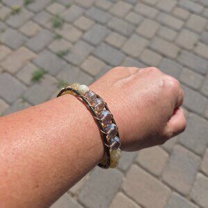 Chico's Leather and Beads Boho Bracelet